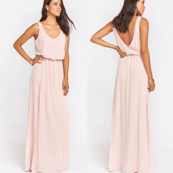 Show Me Your Mumu | ‘Kendall’ Dusty Blush Chiffon Sheer Drapey Formal Maxi Dress - Picture 1 of 8